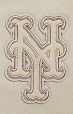 MLB NEW YORK METS NEUTRAL WOMEN'S CROPPED PULLOVER HOODIE (TAUPE)