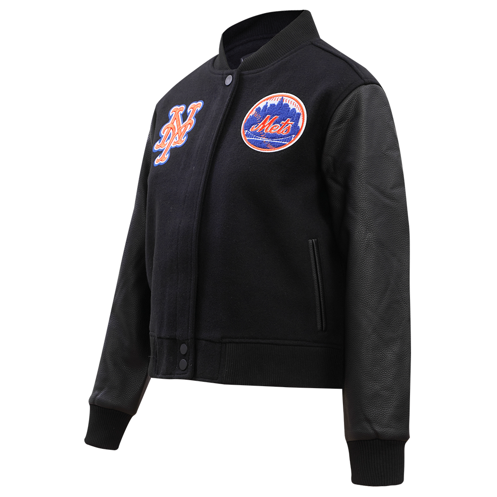 MLB NEW YORK METS CLASSIC WOOL WOMEN'S VARSITY JACKET (JET BLACK)