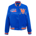 MLB NEW YORK METS MASH UP WOMEN'S RIB SATIN JACKET (ROYAL/ORANGE/ROYAL)