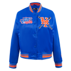 MLB NEW YORK METS MASH UP WOMEN'S RIB SATIN JACKET (ROYAL/ORANGE/ROYAL)