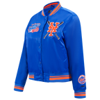 MLB NEW YORK METS MASH UP WOMEN'S RIB SATIN JACKET (ROYAL/ORANGE/ROYAL)