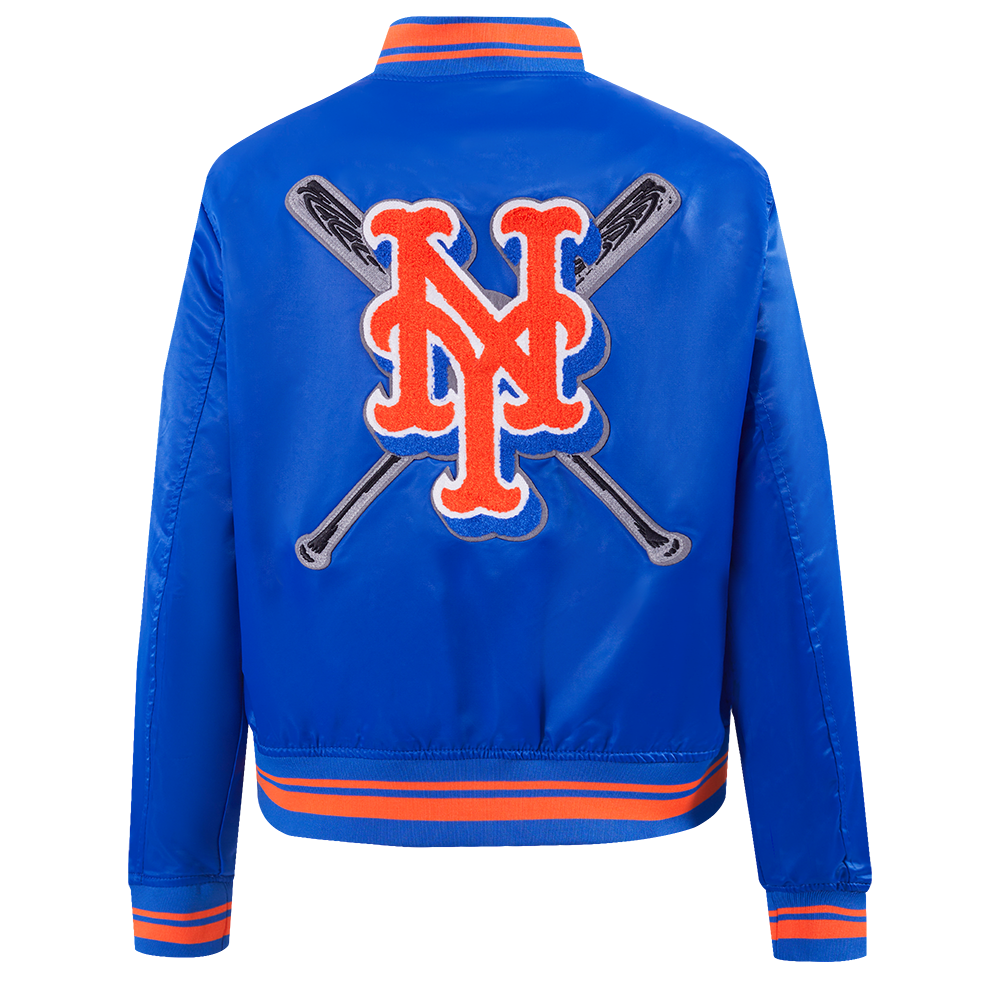 MLB NEW YORK METS MASH UP WOMEN'S RIB SATIN JACKET (ROYAL/ORANGE/ROYAL)
