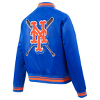 MLB NEW YORK METS MASH UP WOMEN'S RIB SATIN JACKET (ROYAL/ORANGE/ROYAL)