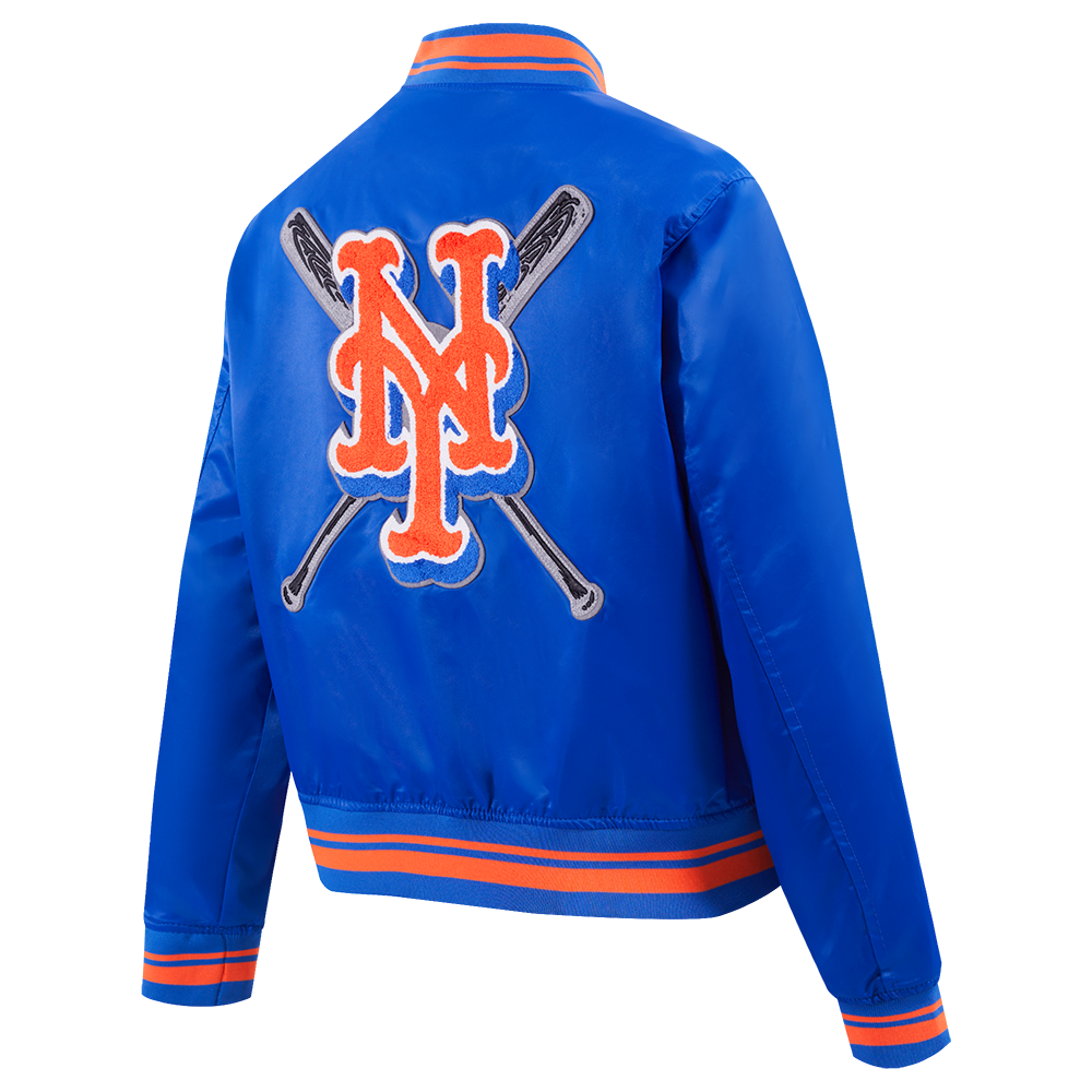 MLB NEW YORK METS MASH UP WOMEN'S RIB SATIN JACKET (ROYAL/ORANGE/ROYAL)