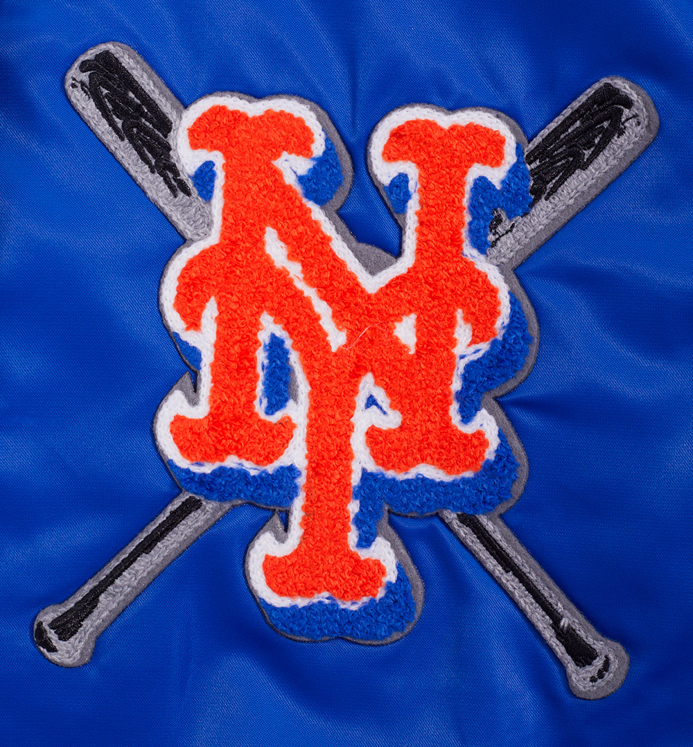 MLB NEW YORK METS MASH UP WOMEN'S RIB SATIN JACKET (ROYAL/ORANGE/ROYAL)