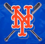 MLB NEW YORK METS MASH UP WOMEN'S RIB SATIN JACKET (ROYAL/ORANGE/ROYAL)