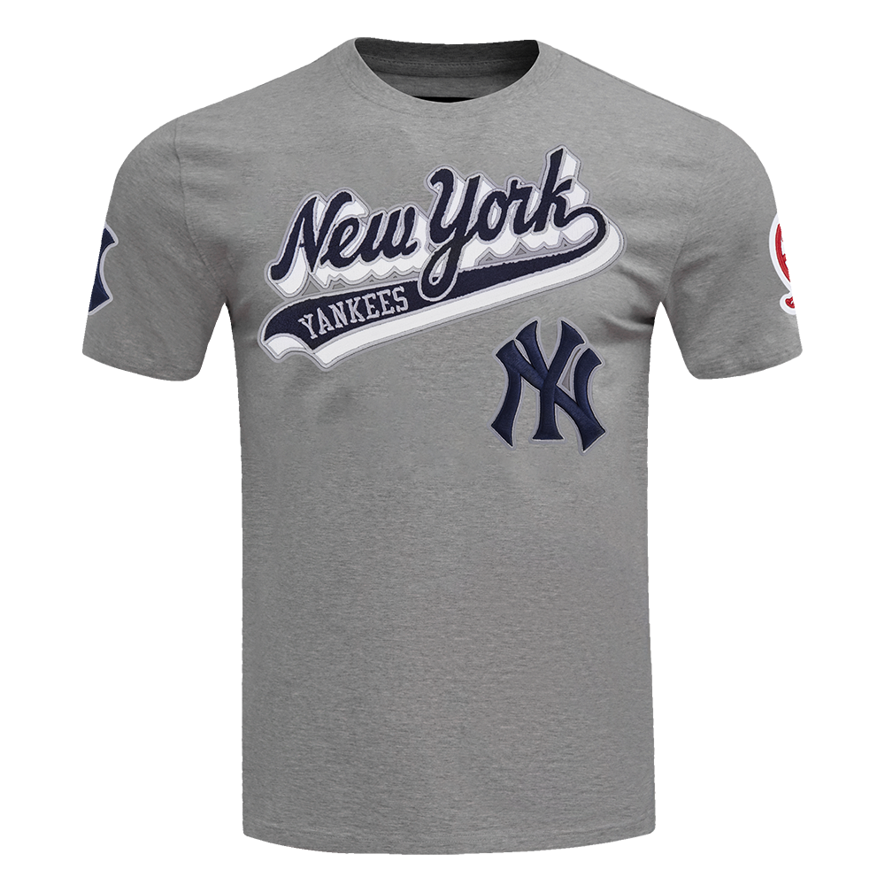 MLB NEW YORK YANKEES SCRIPT TAIL HAUT EN JERSEY SIMPLE POUR HOMME (GRIS)