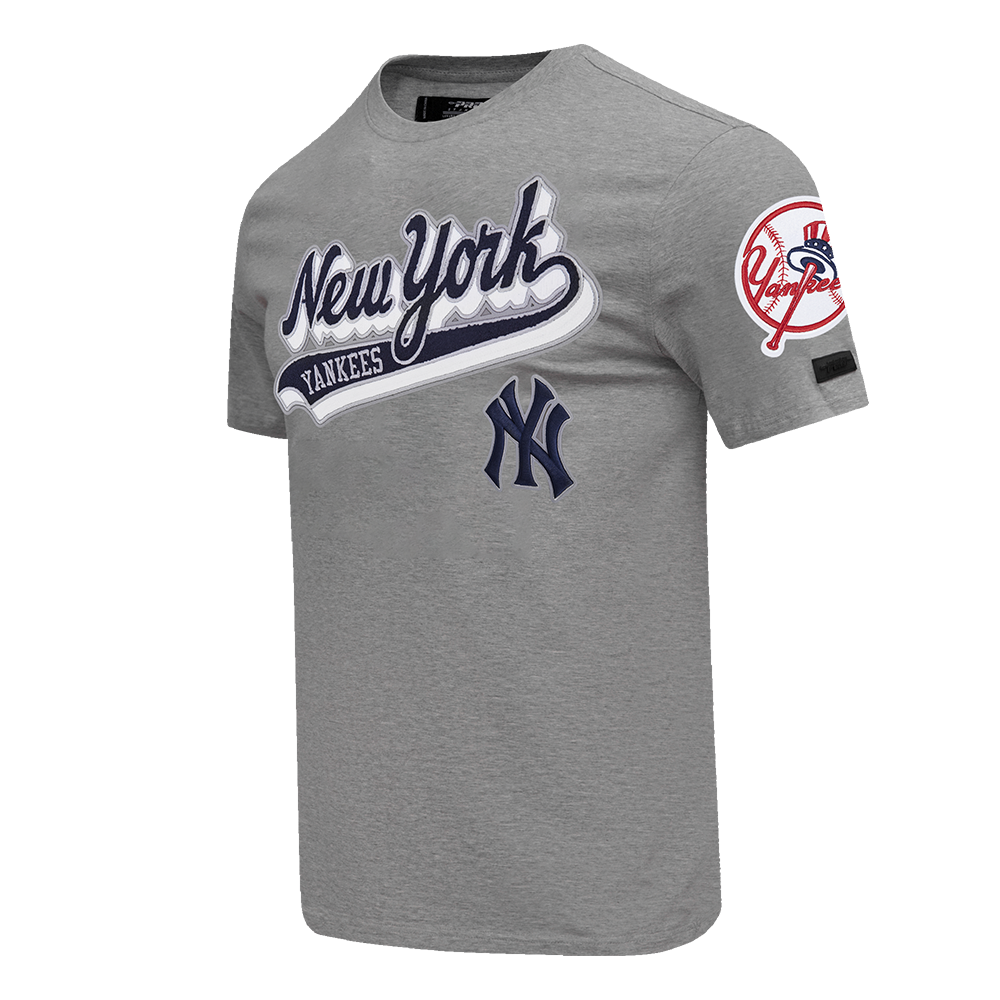 MLB NEW YORK YANKEES SCRIPT TAIL HAUT EN JERSEY SIMPLE POUR HOMME (GRIS)