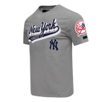 MLB NEW YORK YANKEES SCRIPT TAIL HAUT EN JERSEY SIMPLE POUR HOMME (GRIS)