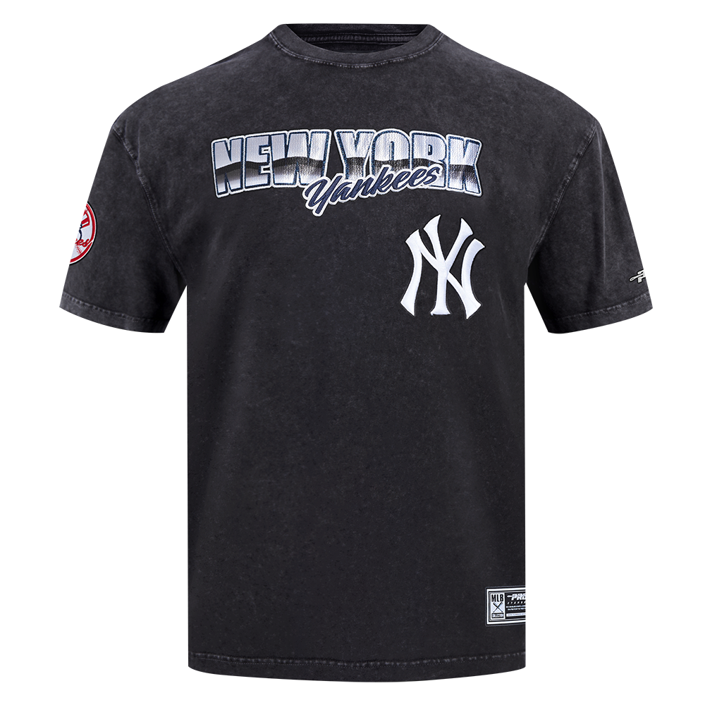 MLB NEW YORK YANKEES HAUT CHROME EN JERSEY DE COTON À ÉPAULES TOMBANTES POUR HOMME (NOIR DÉLAVÉ)