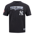 MLB NEW YORK YANKEES HAUT CHROME EN JERSEY DE COTON À ÉPAULES TOMBANTES POUR HOMME (NOIR DÉLAVÉ)