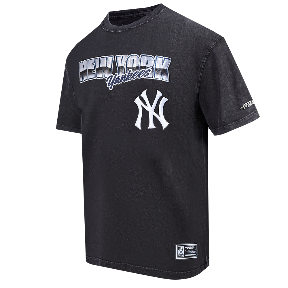 MLB NEW YORK YANKEES HAUT CHROME EN JERSEY DE COTON À ÉPAULES TOMBANTES POUR HOMME (NOIR DÉLAVÉ)