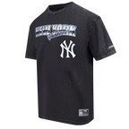MLB NEW YORK YANKEES HAUT CHROME EN JERSEY DE COTON À ÉPAULES TOMBANTES POUR HOMME (NOIR DÉLAVÉ)