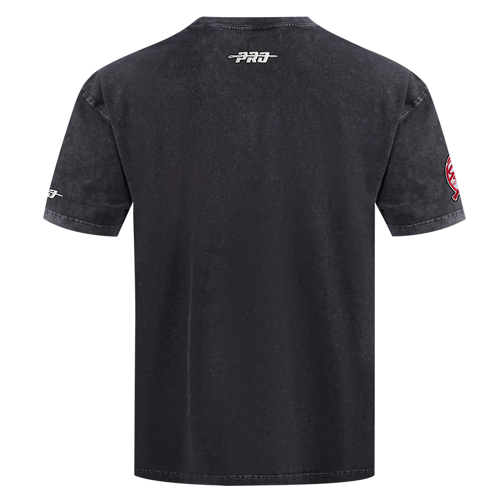 MLB NEW YORK YANKEES HAUT CHROME EN JERSEY DE COTON À ÉPAULES TOMBANTES POUR HOMME (NOIR DÉLAVÉ)