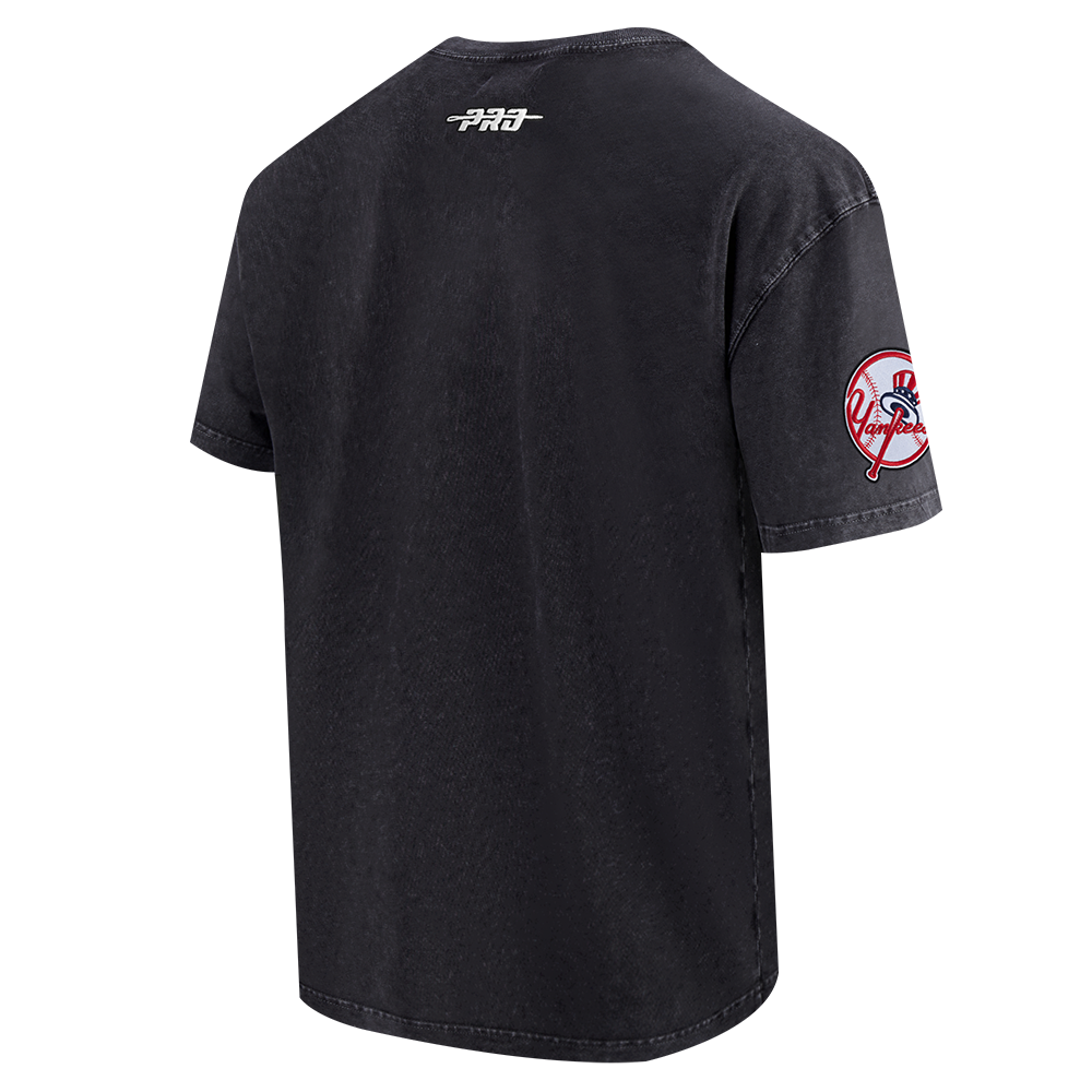 MLB NEW YORK YANKEES HAUT CHROME EN JERSEY DE COTON À ÉPAULES TOMBANTES POUR HOMME (NOIR DÉLAVÉ)