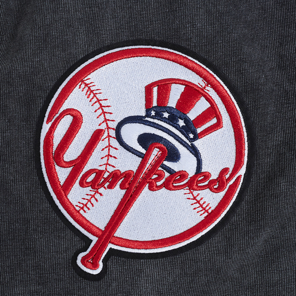 MLB NEW YORK YANKEES HAUT CHROME EN JERSEY DE COTON À ÉPAULES TOMBANTES POUR HOMME (NOIR DÉLAVÉ)