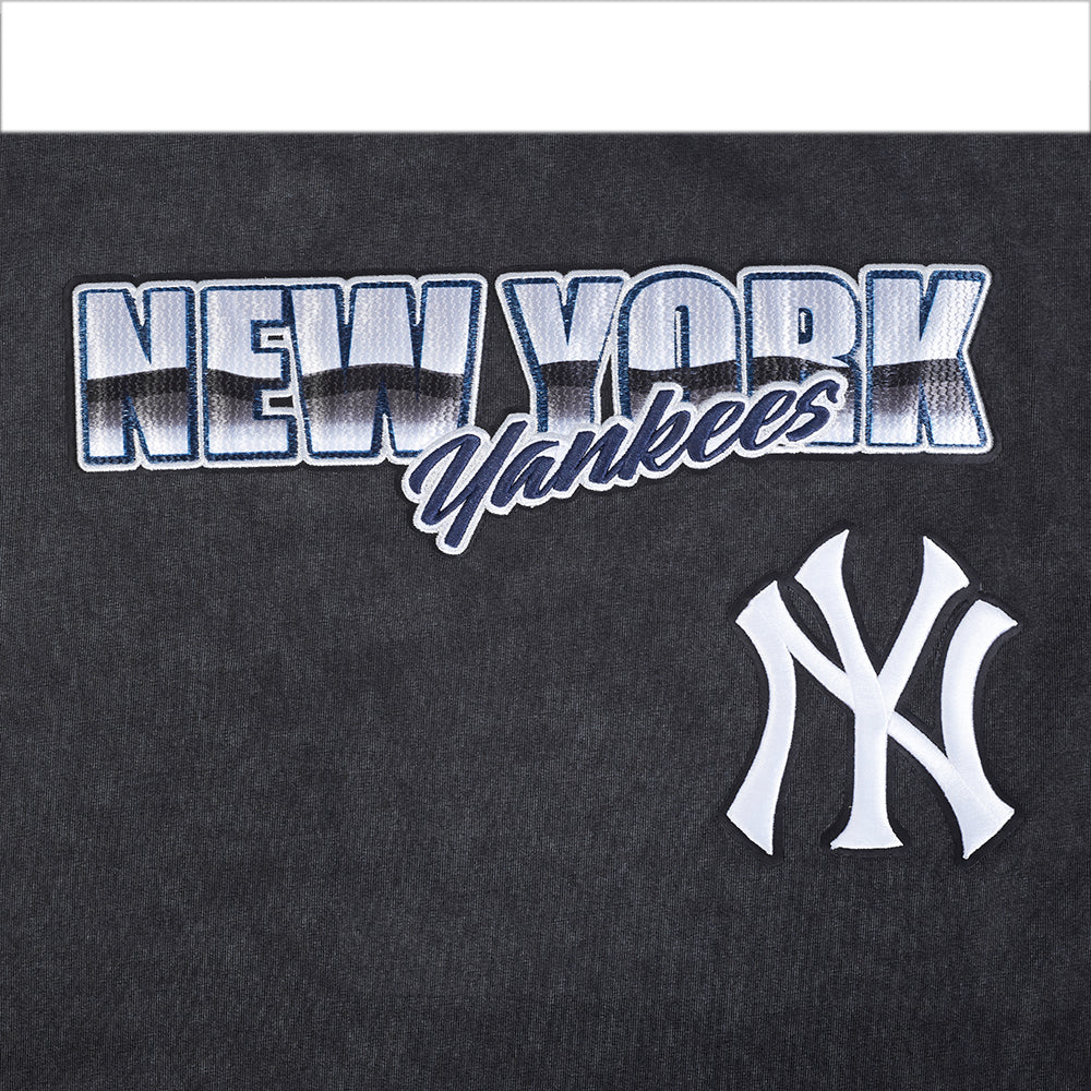 MLB NEW YORK YANKEES HAUT CHROME EN JERSEY DE COTON À ÉPAULES TOMBANTES POUR HOMME (NOIR DÉLAVÉ)