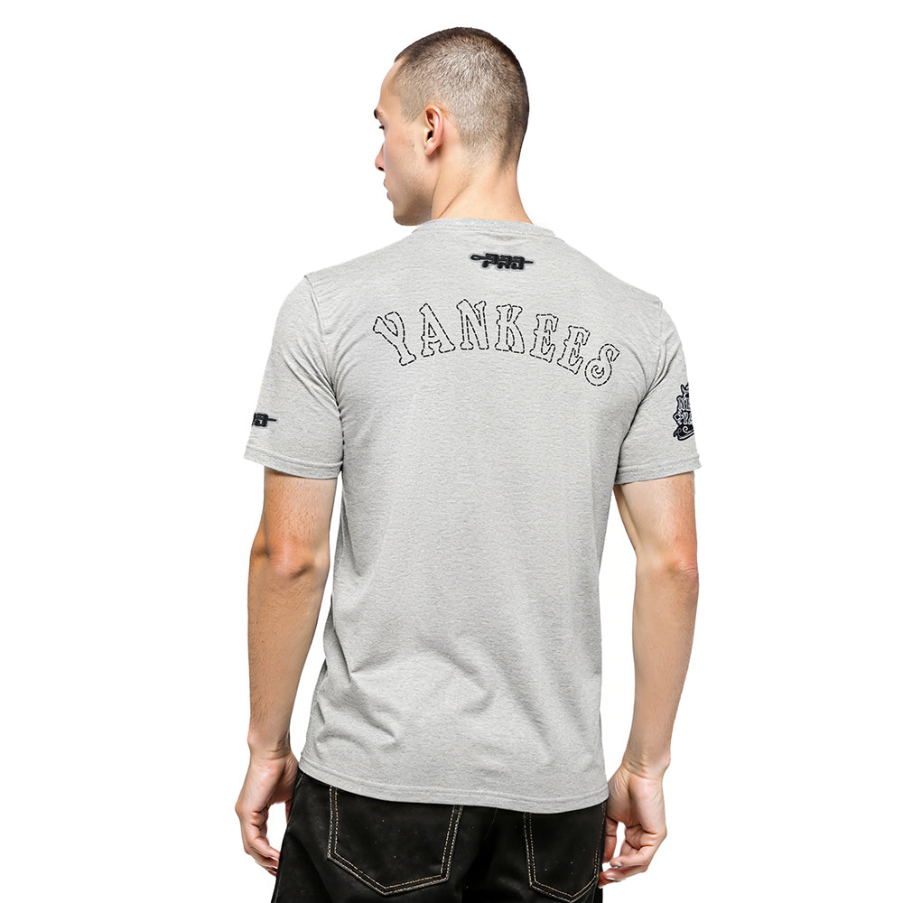 MLB NEW YORK YANKEES REBEL ATHLETICS HAUT EN JERSEY SIMPLE POUR HOMME (GRIS CHINÉ)