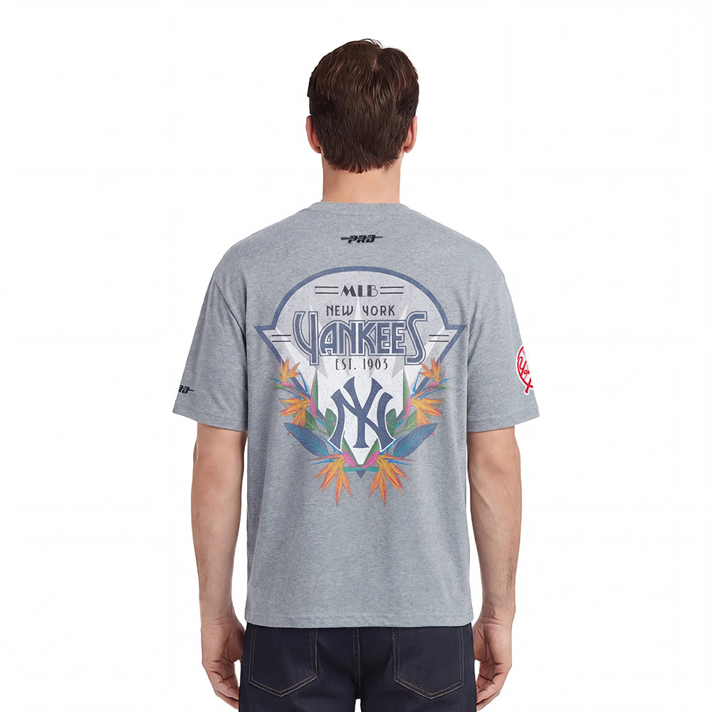 MLB NEW YORK YANKEES PARADISE HAUT À MANCHES COURTES POUR HOMME (GRIS CHINÉ FONCÉ)