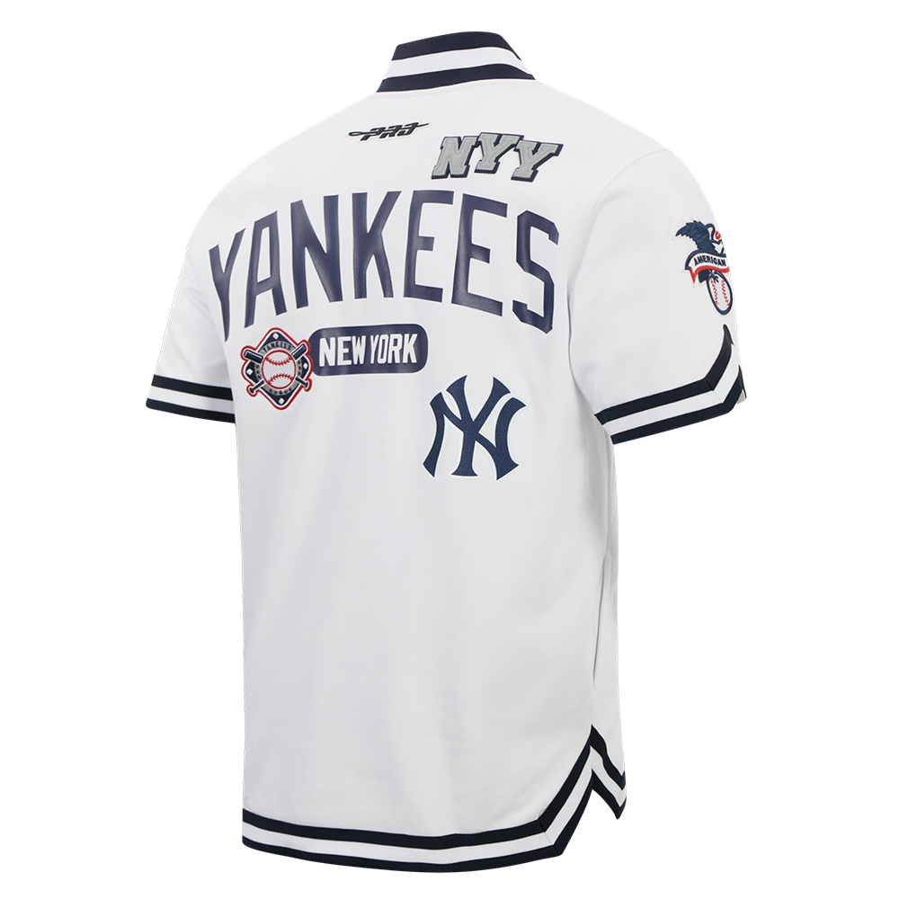 MLB NEW YORK YANKEES LETTERMAN BOUTONNÉ POUR HOMME (BLANC/MARINE MINUIT)