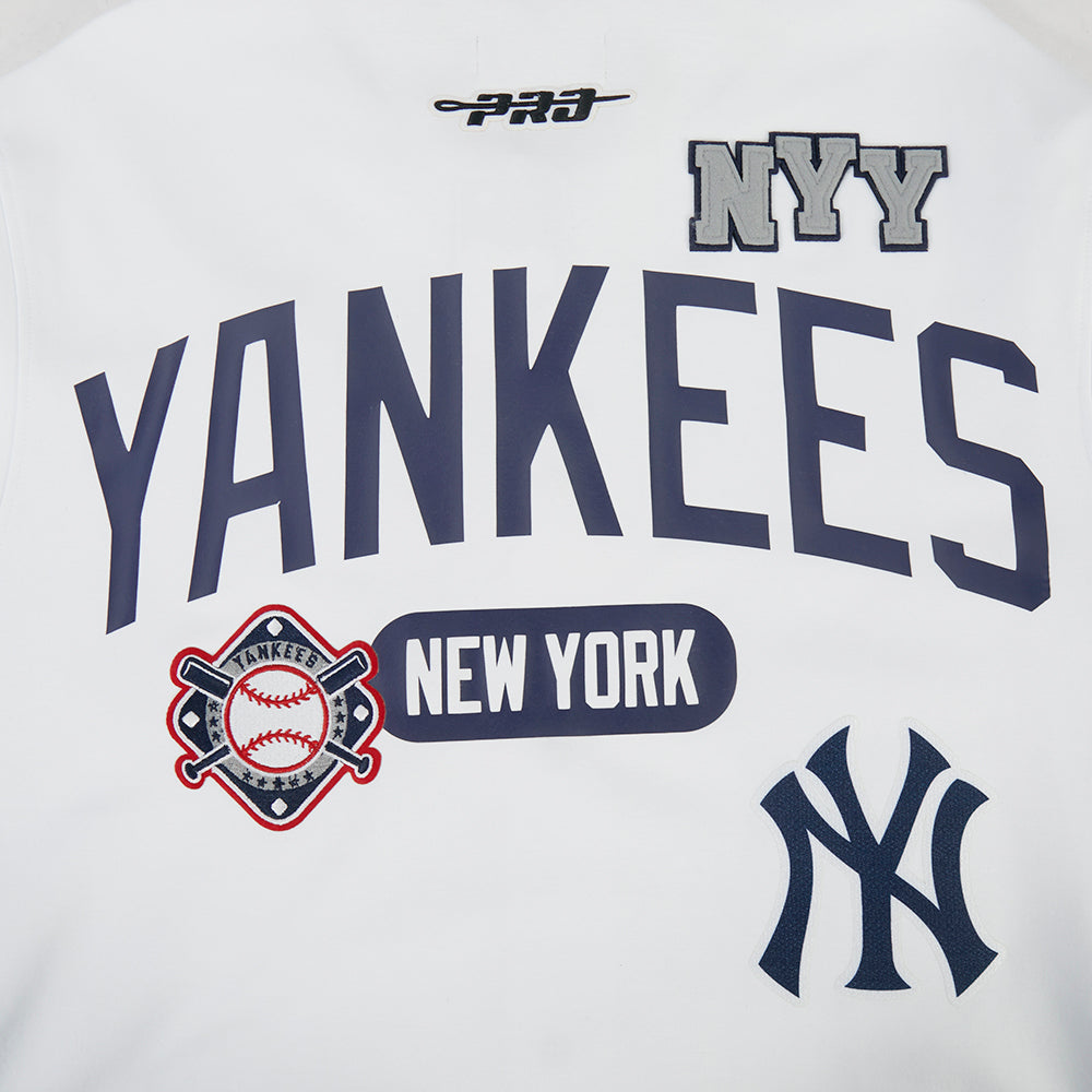 MLB NEW YORK YANKEES LETTERMAN BOUTONNÉ POUR HOMME (BLANC/MARINE MINUIT)