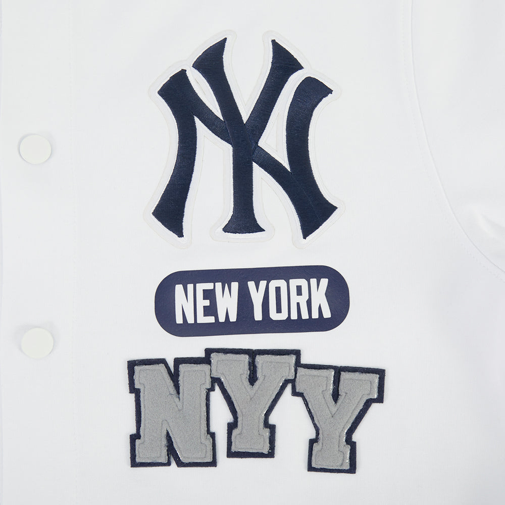 MLB NEW YORK YANKEES LETTERMAN BOUTONNÉ POUR HOMME (BLANC/MARINE MINUIT)