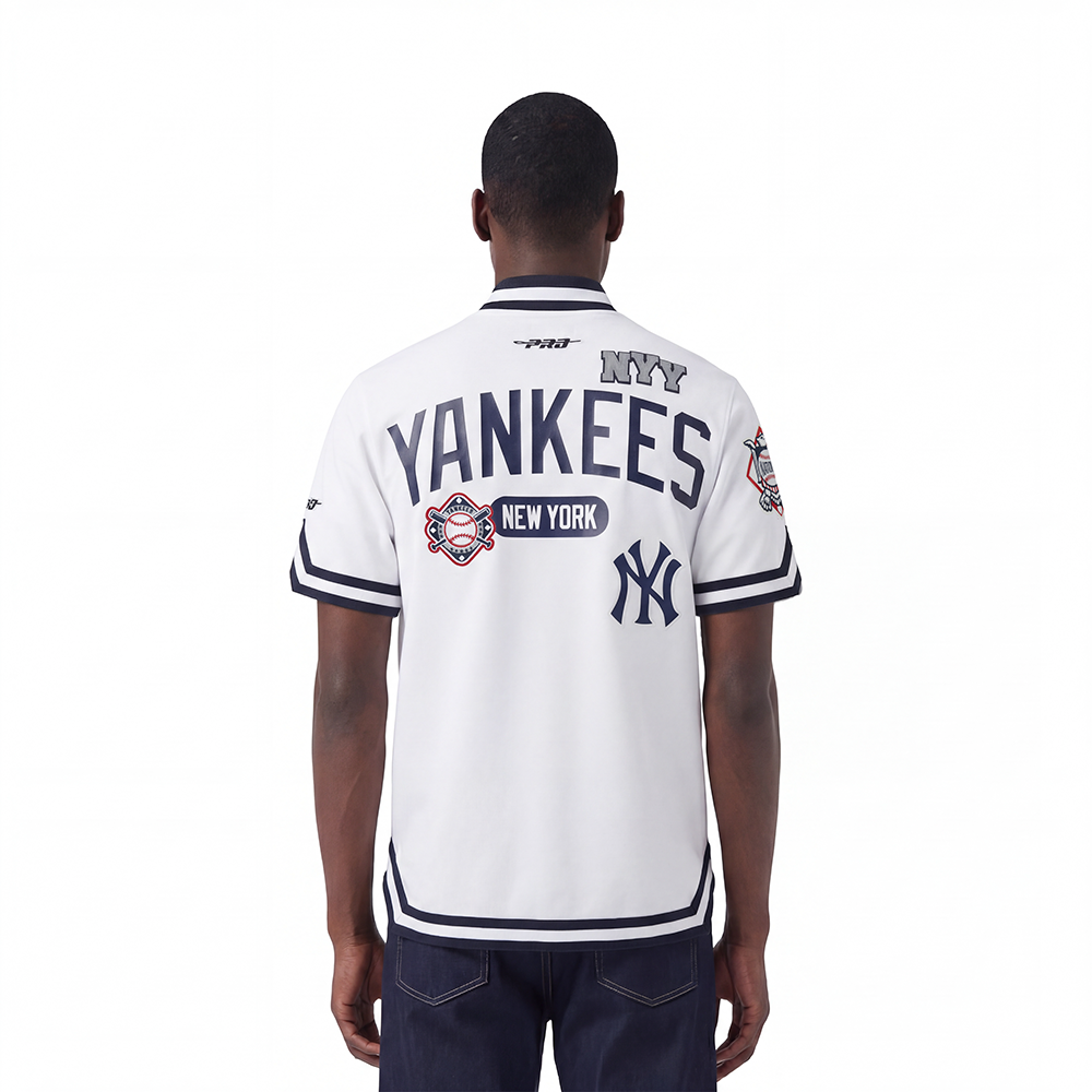 MLB NEW YORK YANKEES LETTERMAN MEN'S BUTTON DOWN (WHITE/MIDNIGHT NAVY)