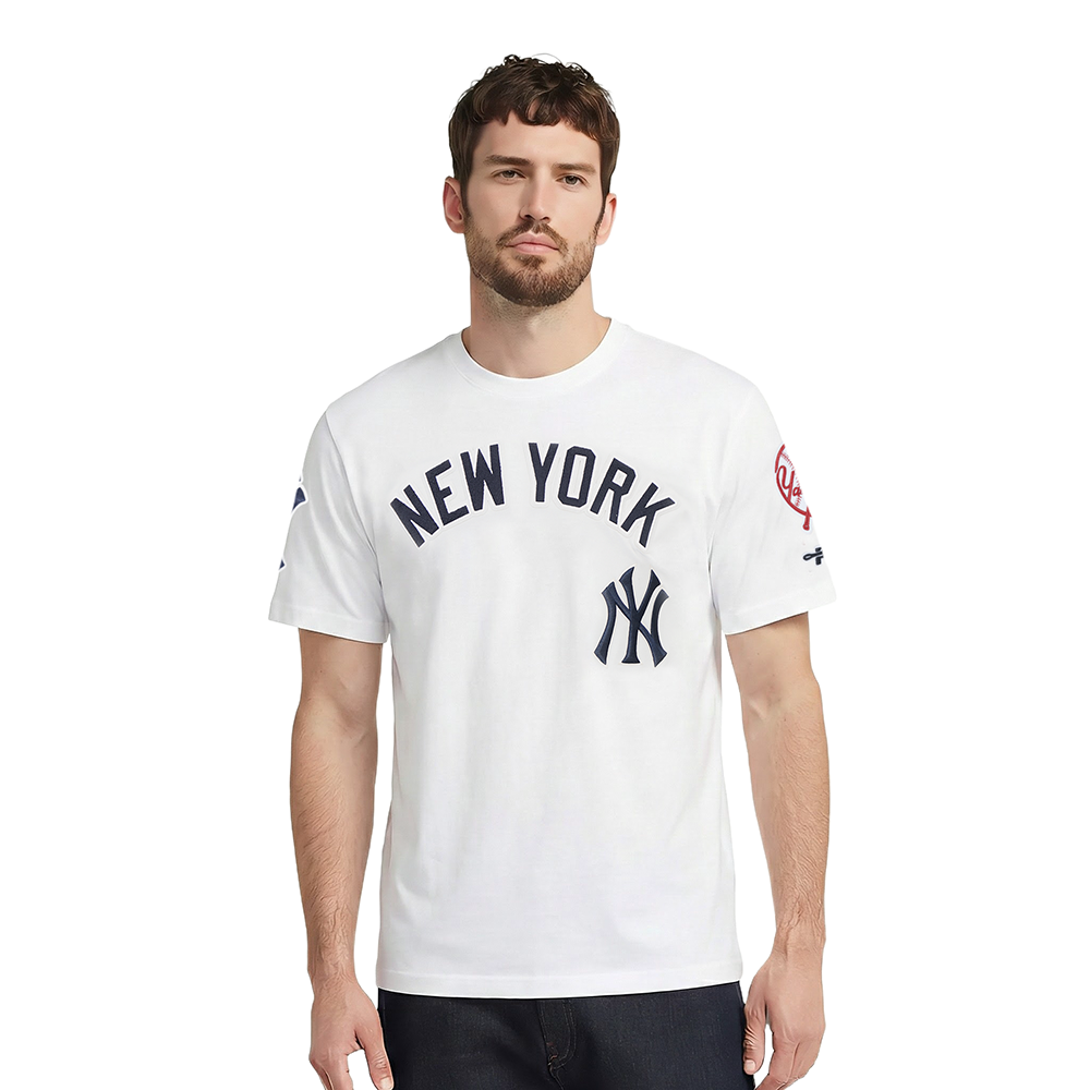 MLB NEW YORK YANKEES CLASSIC CHENILLE HAUT EN JERSEY SIMPLE POUR HOMME (BLANC)