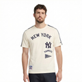 MLB NEW YORK YANKEES RETRO CLASSICS HAUT EN JERSEY SIMPLE À BANDES POUR HOMME (COQUILLE D'ŒUF/MARINE MINUIT)