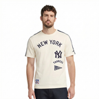 MLB NEW YORK YANKEES RETRO CLASSICS HAUT EN JERSEY SIMPLE À BANDES POUR HOMME (COQUILLE D'ŒUF/MARINE MINUIT)