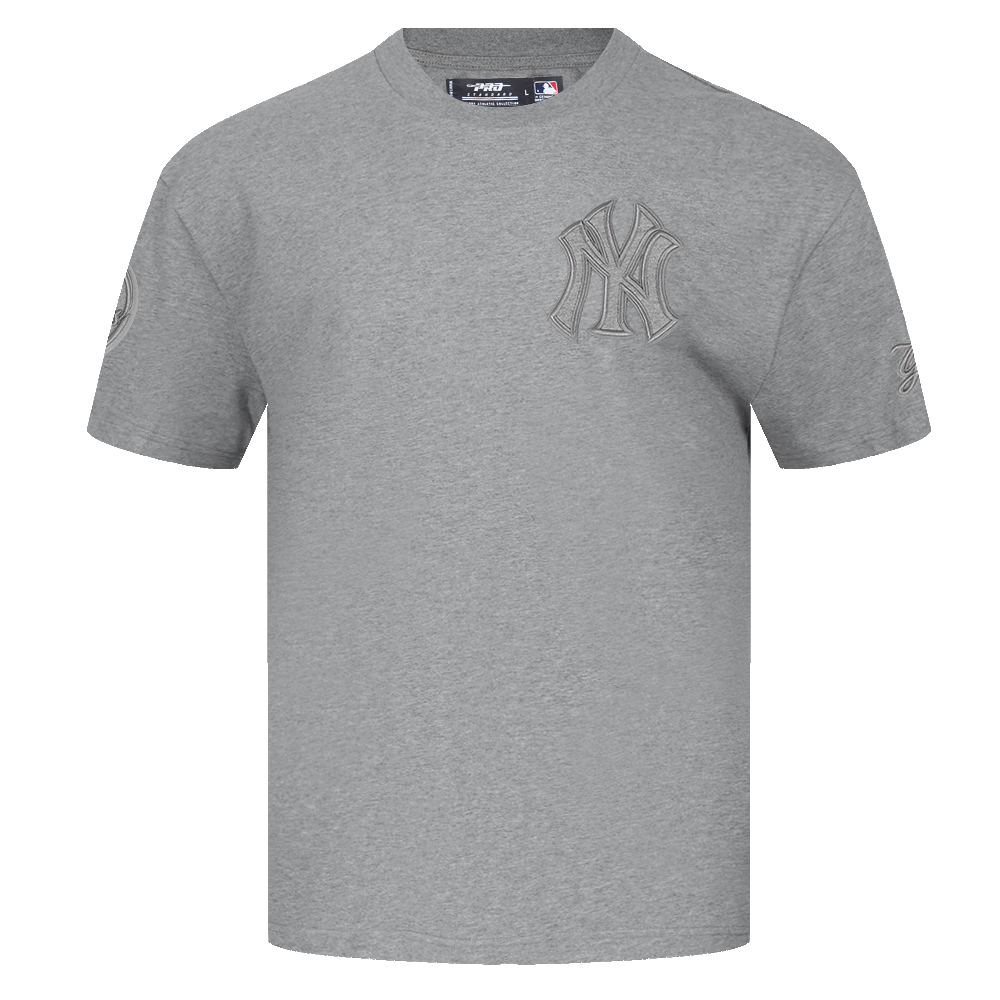 MLB NEW YORK YANKEES NEUTRAL HAUT EN JERSEY DE COTON À ÉPAULES TOMBANTES POUR HOMME (GRIS CHINÉ FONCÉ)