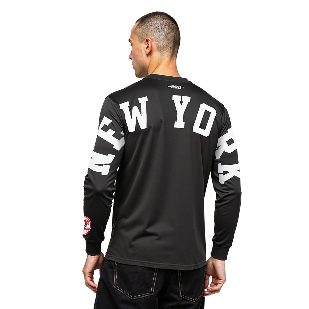 MLB NEW YORK YANKEES WINGSPAN HAUT À MANCHES LONGUES ET À ÉPAULES TOMBANTES V2 POUR HOMME (NOIR)