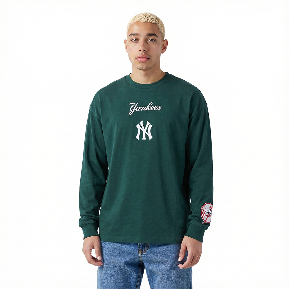 MLB NEW YORK YANKEES WINGSPAN MEN'S DROP SHOULDER LS TOP V2 (FOREST GREEN)