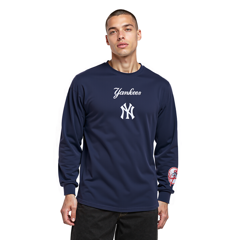 MLB NEW YORK YANKEES WINGSPAN MEN'S DROP SHOULDER LS TOP V2 (MIDNIGHT NAVY)