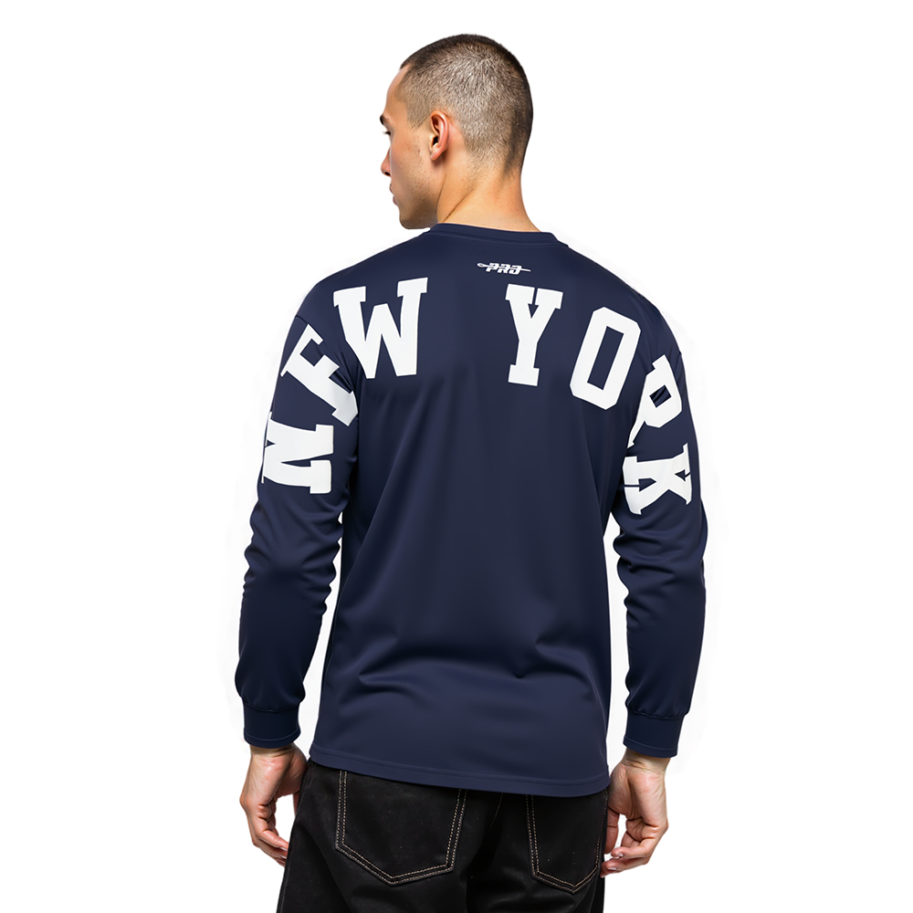 MLB NEW YORK YANKEES WINGSPAN HAUT À MANCHES LONGUES ET À ÉPAULES TOMBANTES V2 POUR HOMME (MARINE MINUIT)