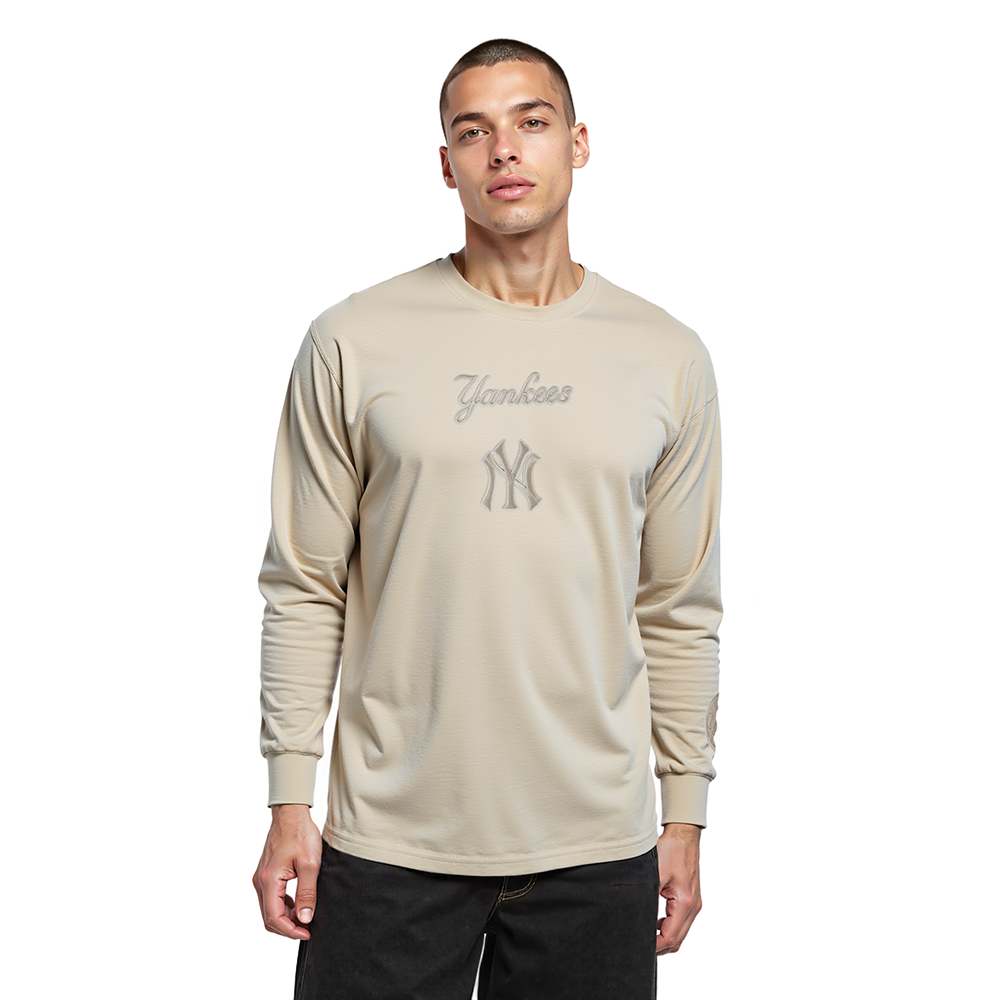 MLB NEW YORK YANKEES WINGSPAN MEN'S DROP SHOULDER LS TOP V2 (TAUPE)