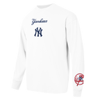 MLB NEW YORK YANKEES WINGSPAN HAUT À MANCHES LONGUES ET À ÉPAULES TOMBANTES V2 POUR HOMME (BLANC)