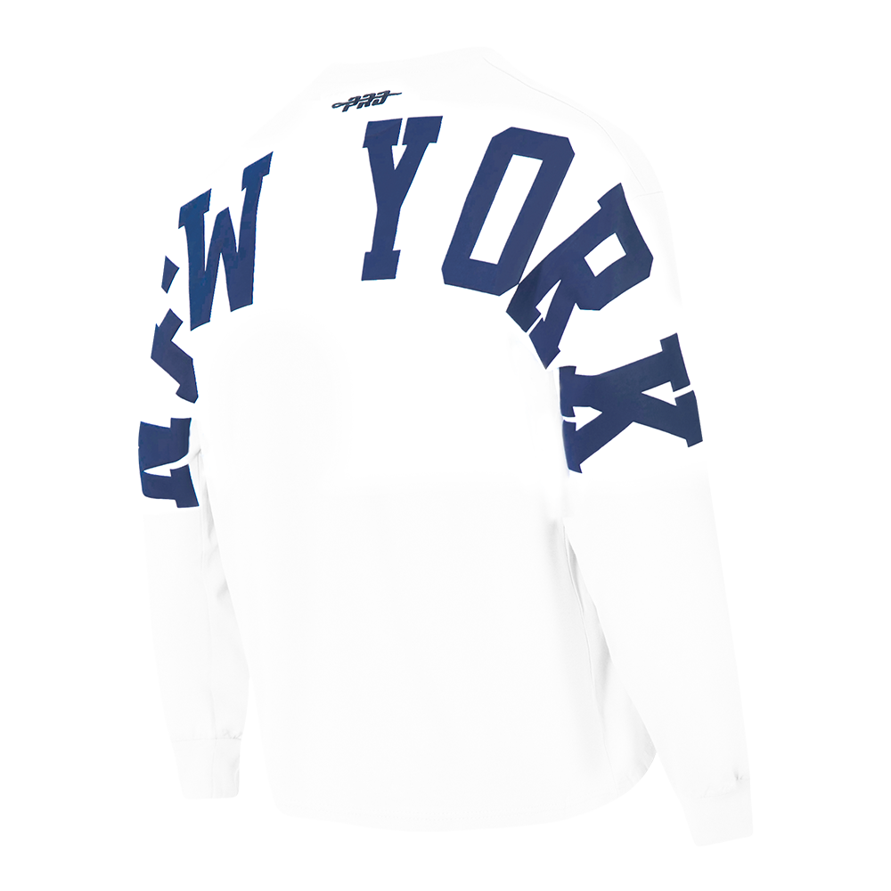 MLB NEW YORK YANKEES WINGSPAN HAUT À MANCHES LONGUES ET À ÉPAULES TOMBANTES V2 POUR HOMME (BLANC)