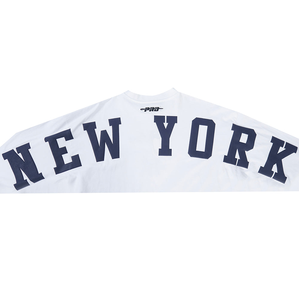 MLB NEW YORK YANKEES WINGSPAN HAUT À MANCHES LONGUES ET À ÉPAULES TOMBANTES V2 POUR HOMME (BLANC)