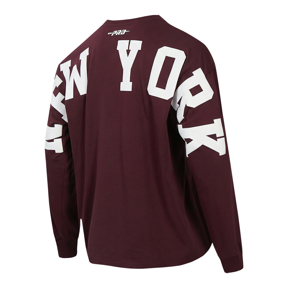 MLB NEW YORK YANKEES WINGSPAN HAUT À MANCHES LONGUES ET À ÉPAULES TOMBANTES V2 POUR HOMME (LIE-DE-VIN)