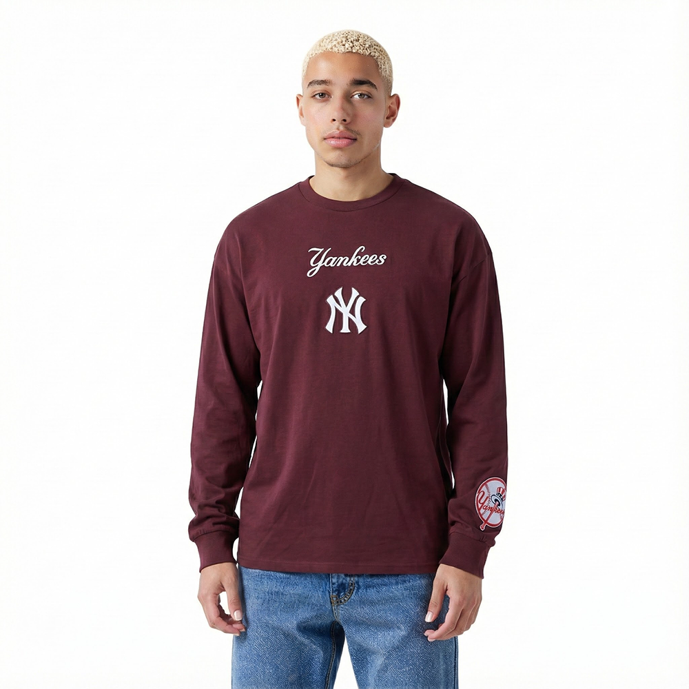 MLB NEW YORK YANKEES WINGSPAN MEN'S DROP SHOULDER LS TOP V2 (WINE)