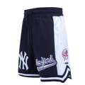 MLB NEW YORK YANKEES SCRIPT TAIL SHORT EN MAILLE DOUBLE 2.0 POUR HOMME (MARINE MINUIT)