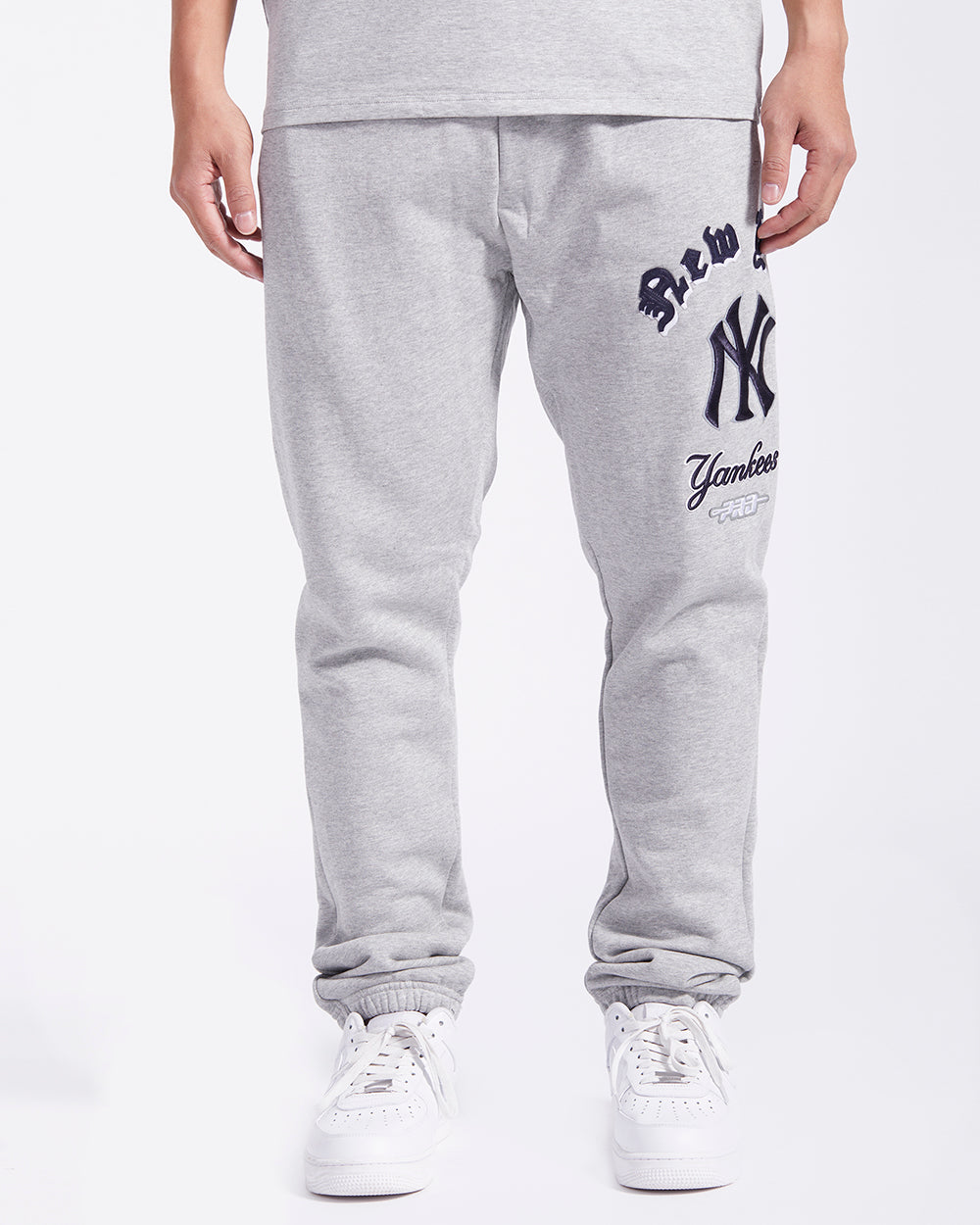 MLB NEW YORK YANKEES OLD ENGLISH MEN'S FLC SWEATPANT (HEATHER GREY)