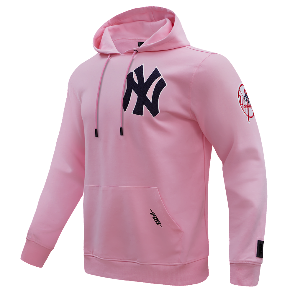 MLB NEW YORK YANKEES CLASSIC CHENILLE MEN'S PULLOVER HOODIE (PINK)