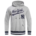 MLB NEW YORK YANKEES SCRIPT TAIL MEN'S RIB FLC PO HOODIE (HEATHER GREY/MIDNIGHT NAVY)