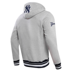 MLB NEW YORK YANKEES SCRIPT TAIL MEN'S RIB FLC PO HOODIE (HEATHER GREY/MIDNIGHT NAVY)