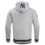 MLB NEW YORK YANKEES SCRIPT TAIL MEN'S RIB FLC PO HOODIE (HEATHER GREY/MIDNIGHT NAVY)