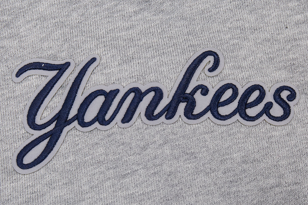 MLB NEW YORK YANKEES SCRIPT TAIL MEN'S RIB FLC PO HOODIE (HEATHER GREY/MIDNIGHT NAVY)