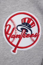 MLB NEW YORK YANKEES SCRIPT TAIL MEN'S RIB FLC PO HOODIE (HEATHER GREY/MIDNIGHT NAVY)