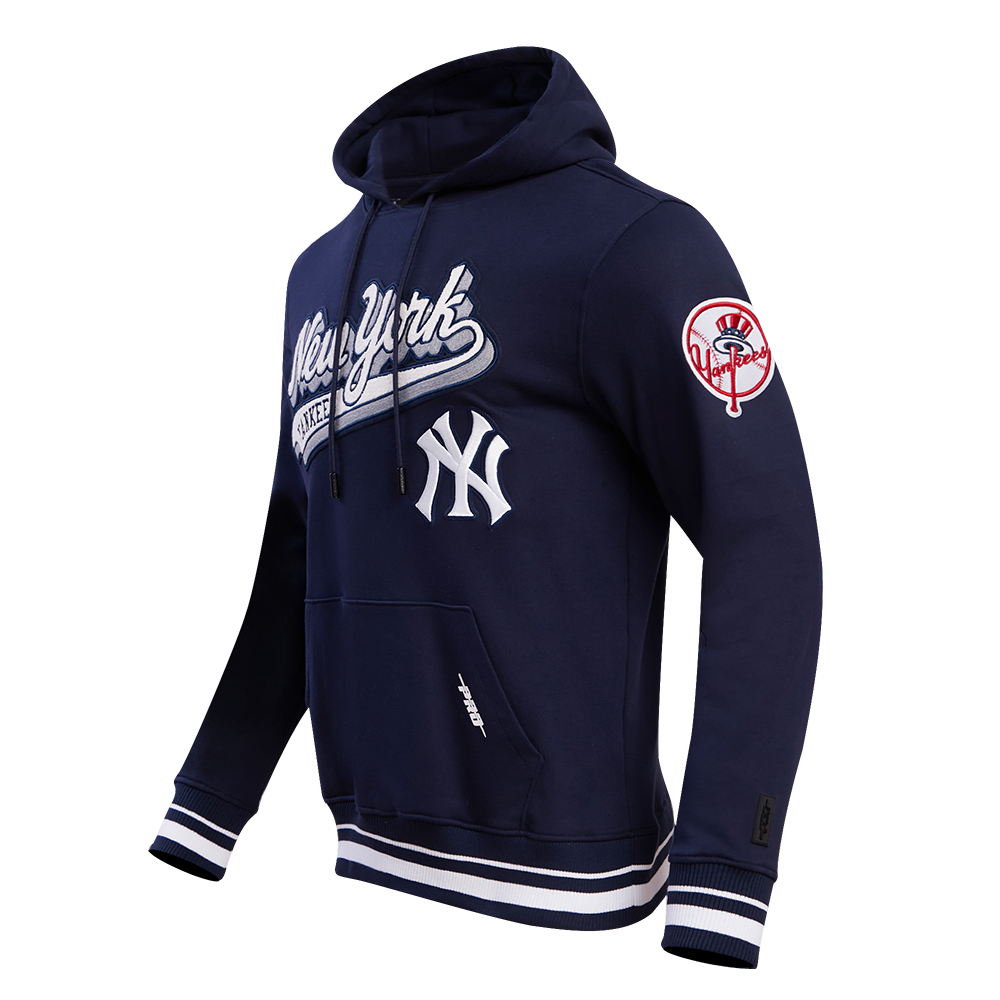 MLB NEW YORK YANKEES SCRIPT TAIL MEN'S RIB FLC PO HOODIE (MIDNIGHT NAVY)